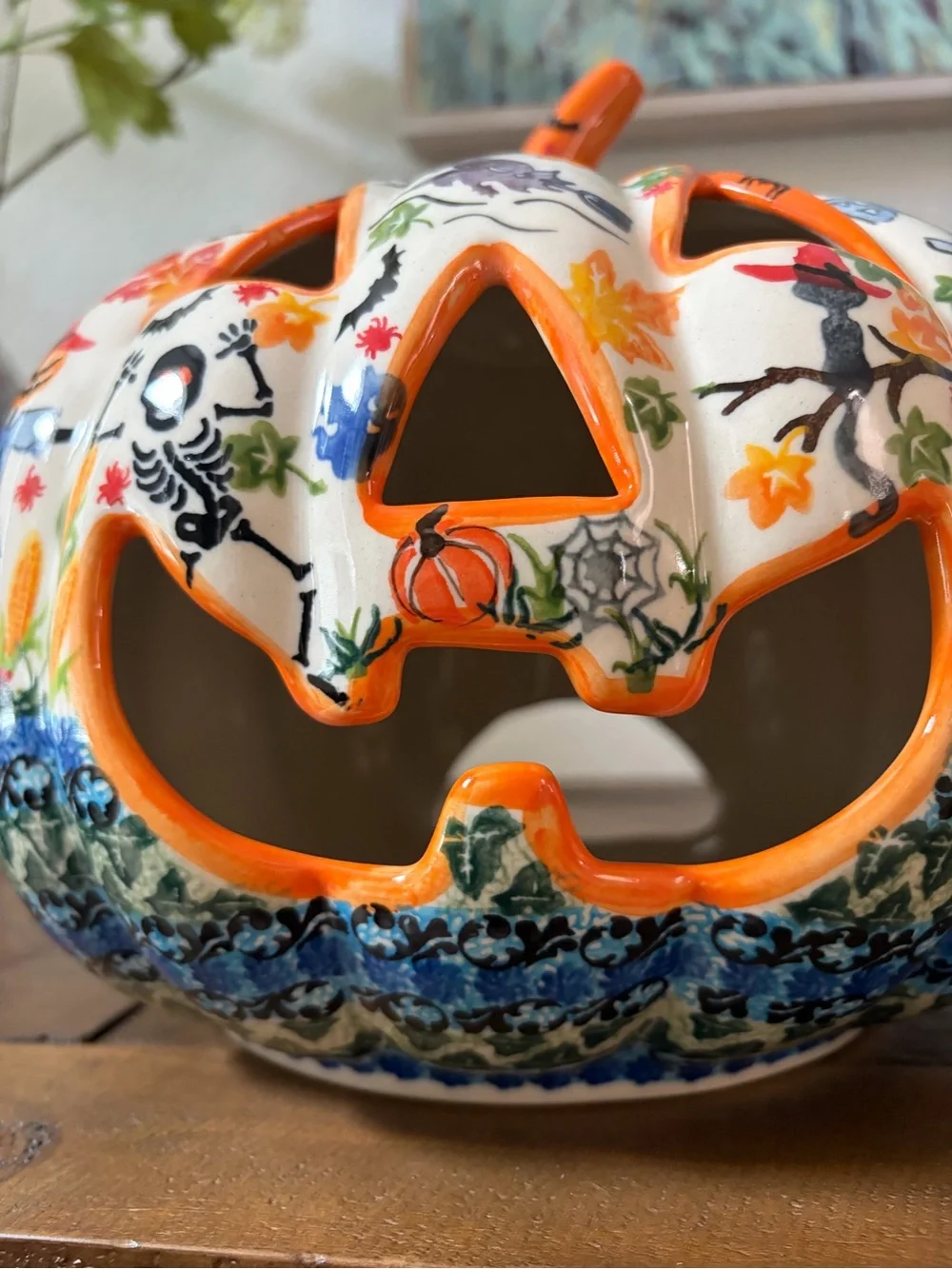 Polish Pottery Boleslawiec Poland Ceramic Halloween Jack-O'-Lantern New